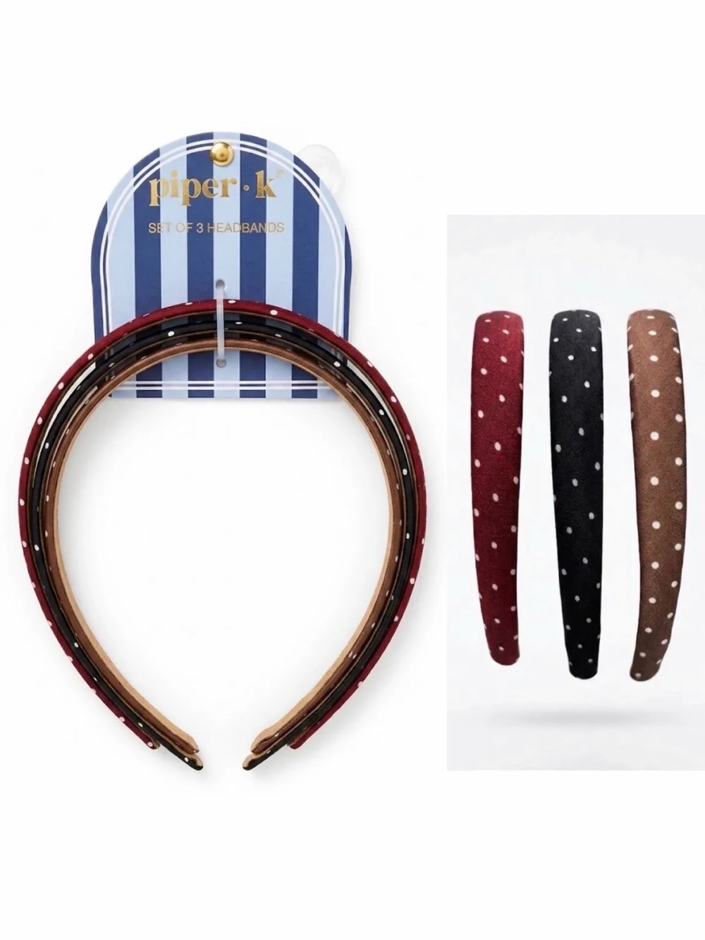 NWT ⚜️♥️⚜️ Piper K Polka Dot Headband Set of 3